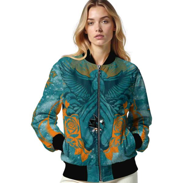 custom san jose sharks praying hands teal jacket latest model