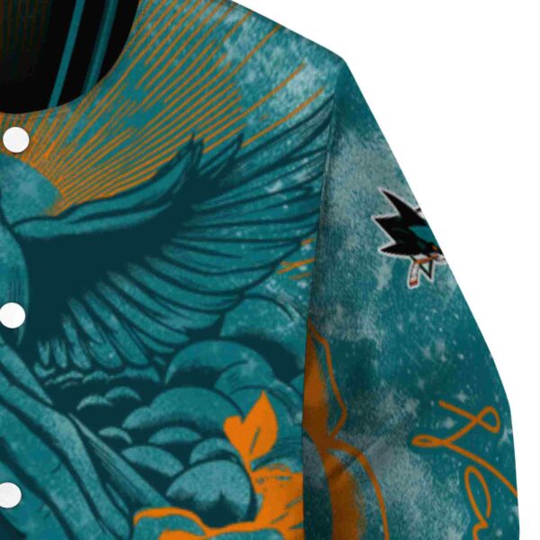 custom san jose sharks praying hands teal jacket premium grade