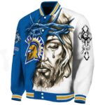 custom san jose state spartans jesus tears blue white jacket best selling