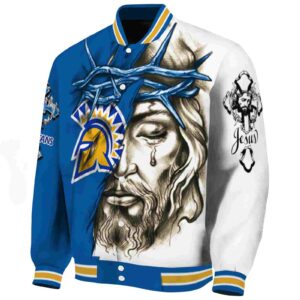 custom san jose state spartans jesus tears blue white jacket best selling