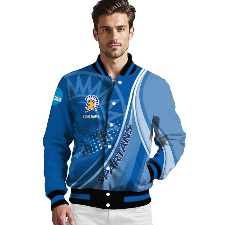 custom san jose state spartans wave patterns blue jacket high quality