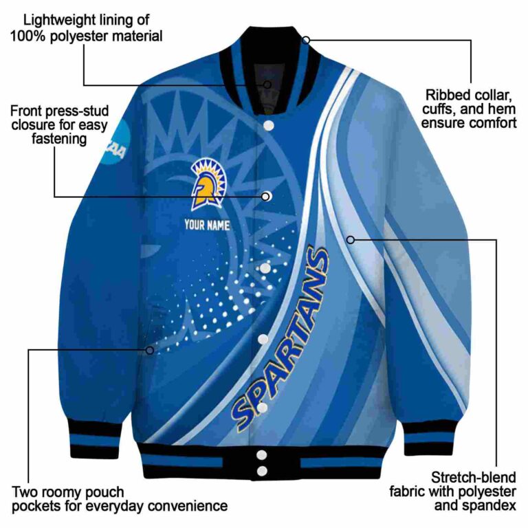 custom san jose state spartans wave patterns blue jacket new arrival