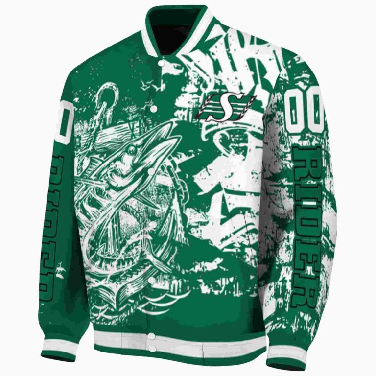 custom saskatchewan roughriders fishing art green jacket best selling