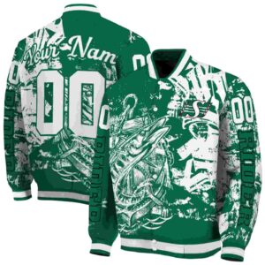 custom saskatchewan roughriders fishing art green jacket fashion forward