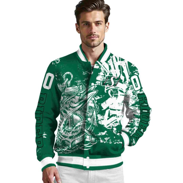 custom saskatchewan roughriders fishing art green jacket high quality