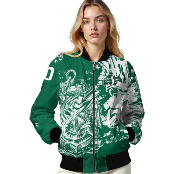 custom saskatchewan roughriders fishing art green jacket latest model