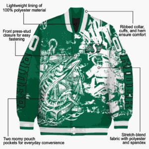 custom saskatchewan roughriders fishing art green jacket new arrival