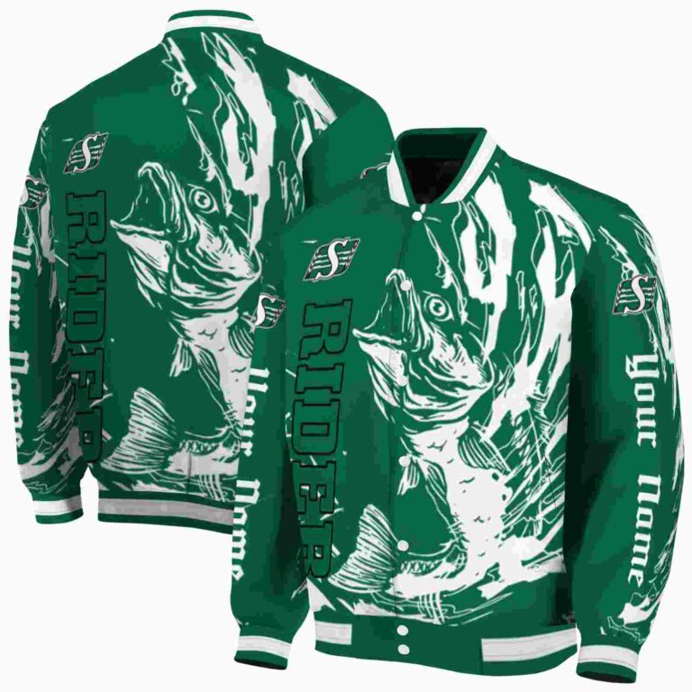 custom saskatchewan roughriders fishing passion green white jacket fashion forward