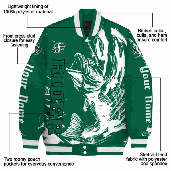 custom saskatchewan roughriders fishing passion green white jacket new arrival