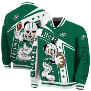 custom saskatchewan roughriders mickey football green white jacket fashion forward