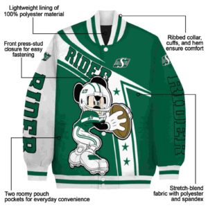 custom saskatchewan roughriders mickey football green white jacket new arrival