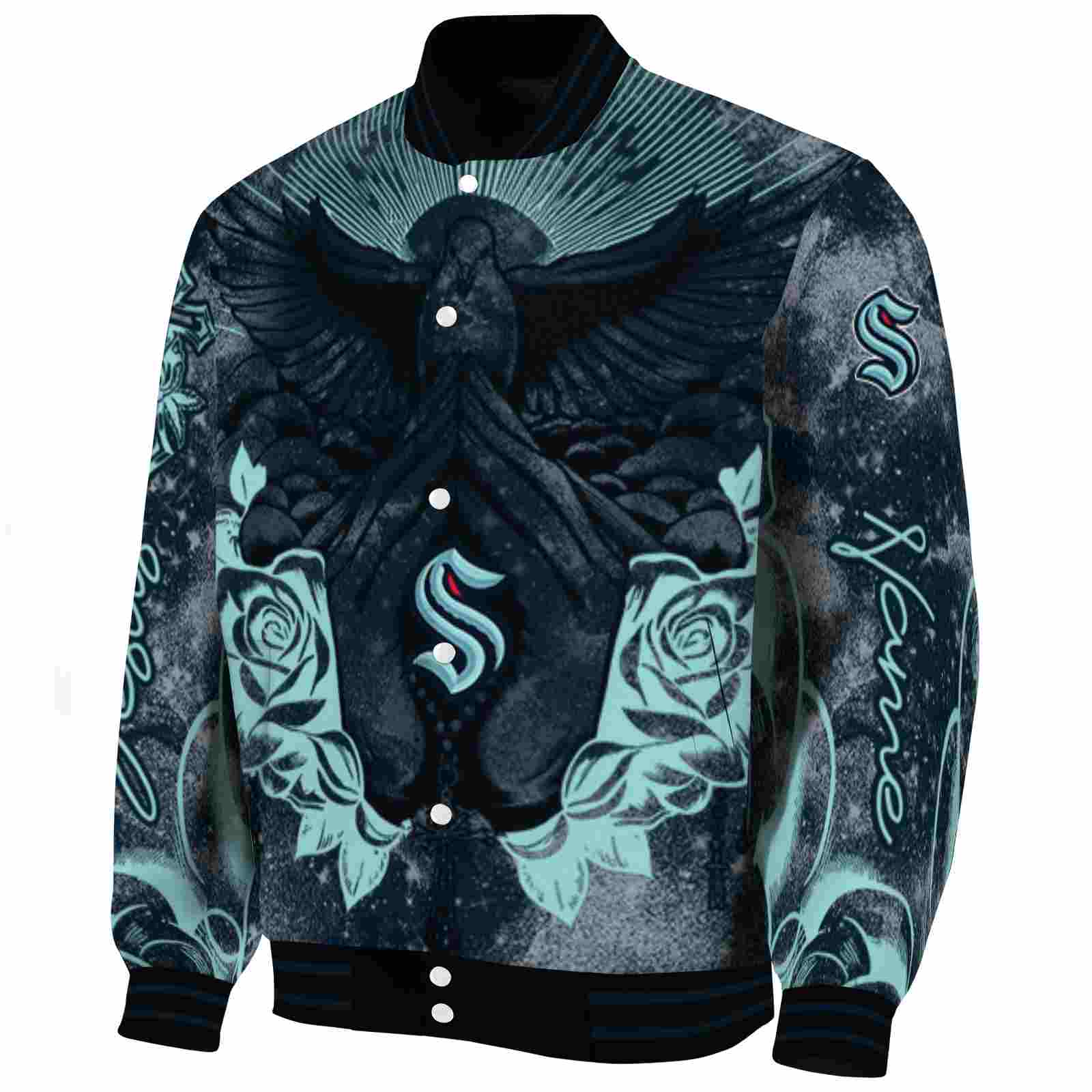 custom seattle kraken praying hands blue jacket best selling custom seattle kraken praying hands blue jacket best selling