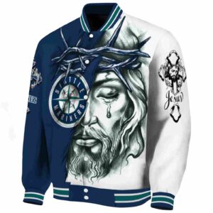 custom seattle mariners jesus tears navy blue white jacket best selling