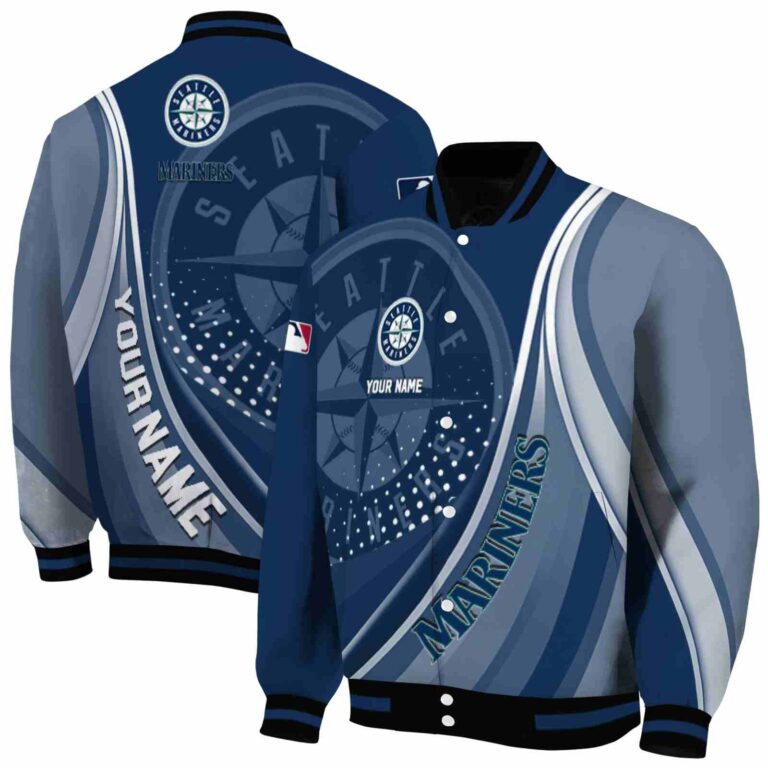 custom seattle mariners wave patterns navy blue jacket fashion forward