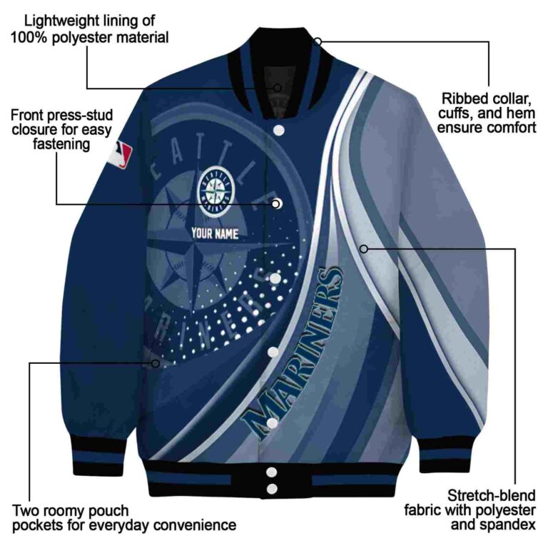 custom seattle mariners wave patterns navy blue jacket new arrival