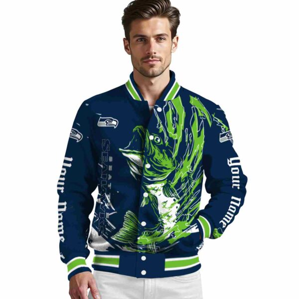 custom seattle seahawks fishing passion blue white jacket high quality