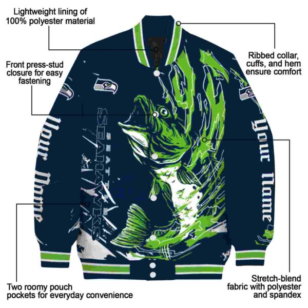 custom seattle seahawks fishing passion blue white jacket new arrival
