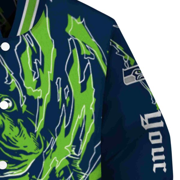 custom seattle seahawks fishing passion blue white jacket premium grade