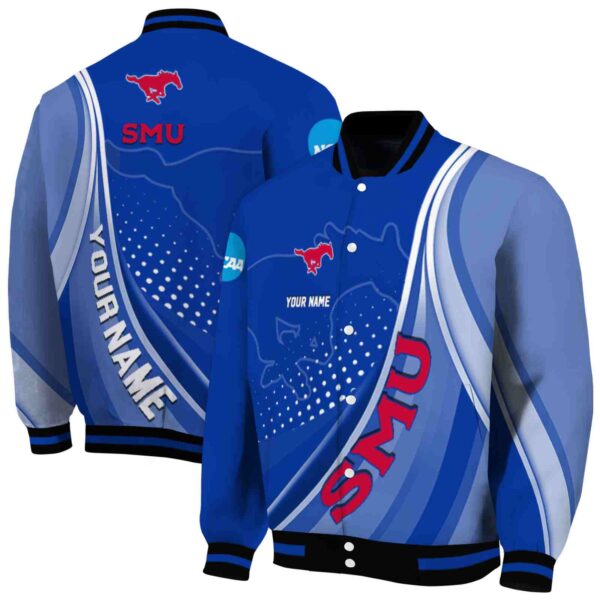 custom smu mustangs wave patterns blue jacket fashion forward