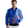 custom smu mustangs wave patterns blue jacket high quality