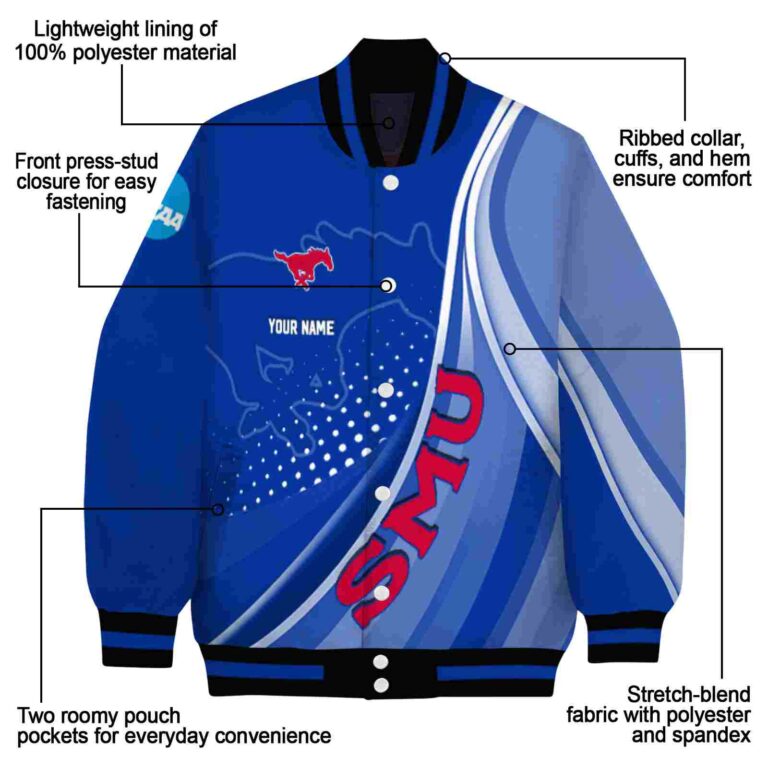 custom smu mustangs wave patterns blue jacket new arrival