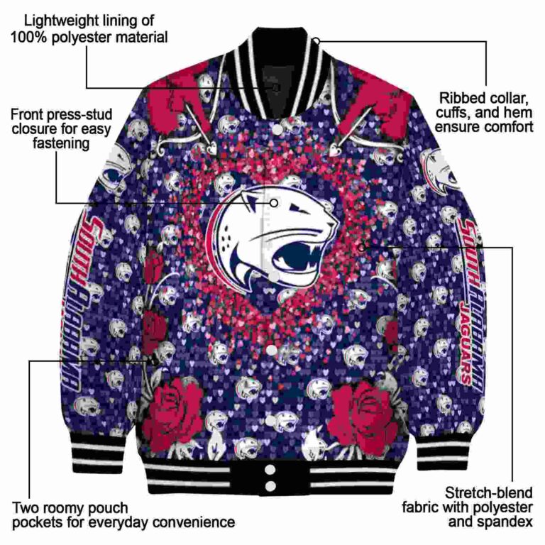 custom south alabama jaguars heart explosion blue jacket new arrival
