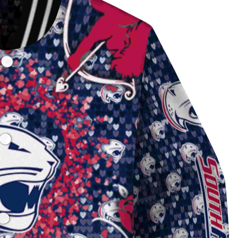 custom south alabama jaguars heart explosion blue jacket premium grade
