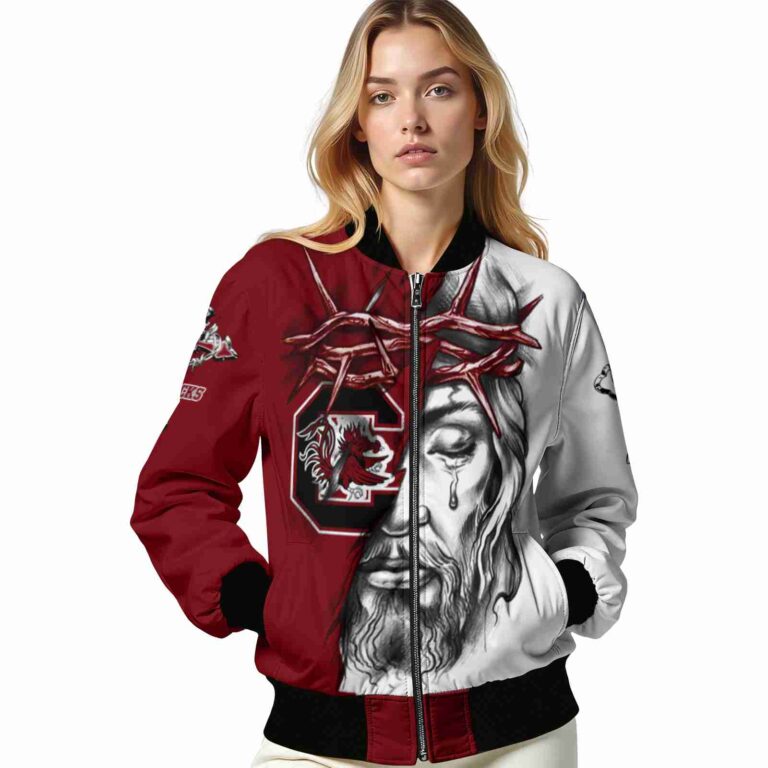 custom south carolina gamecocks jesus tears garnet white jacket latest model