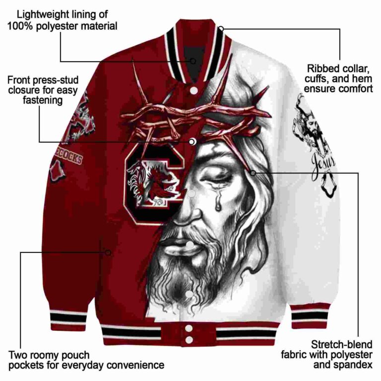 custom south carolina gamecocks jesus tears garnet white jacket new arrival