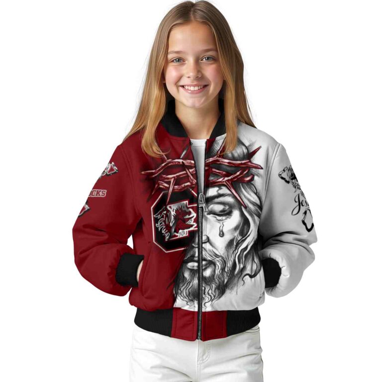 custom south carolina gamecocks jesus tears garnet white jacket top rated