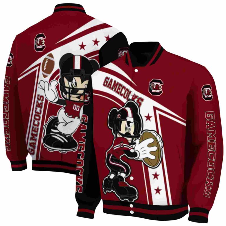 custom south carolina gamecocks mickey football garnet white jacket fashion forward