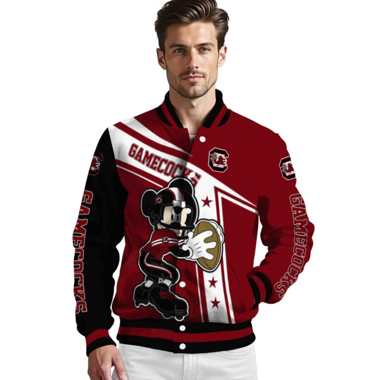 custom south carolina gamecocks mickey football garnet white jacket high quality