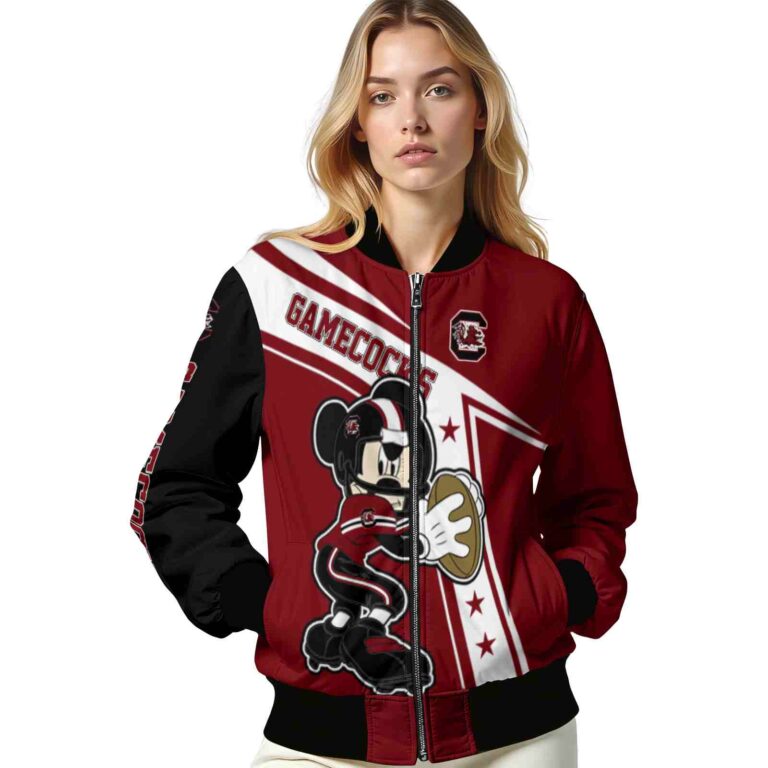 custom south carolina gamecocks mickey football garnet white jacket latest model