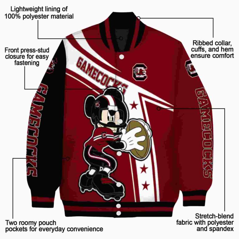 custom south carolina gamecocks mickey football garnet white jacket new arrival