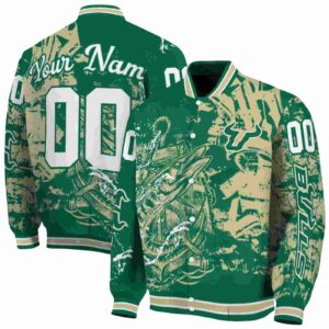custom south florida bulls fishing art green jacket fashion forward