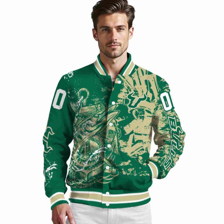 custom south florida bulls fishing art green jacket high quality
