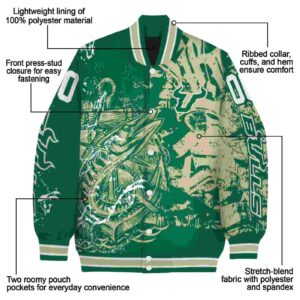 custom south florida bulls fishing art green jacket new arrival