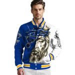 custom st louis blues jesus tears blue white jacket best selling