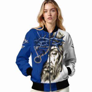 custom st louis blues jesus tears blue white jacket latest model