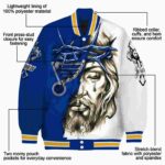 custom st louis blues jesus tears blue white jacket best selling