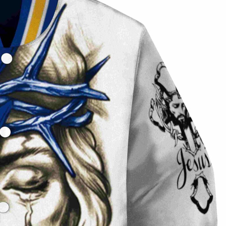 custom st louis blues jesus tears blue white jacket premium grade