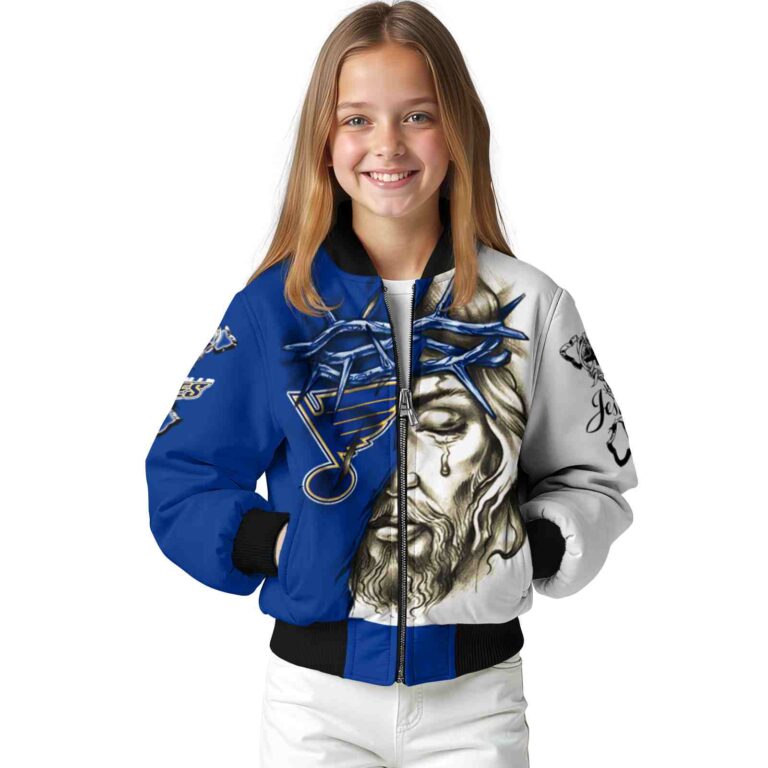 custom st louis blues jesus tears blue white jacket top rated