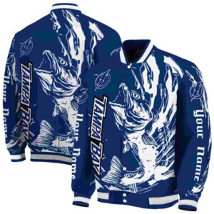 custom tampa bay lightning fishing passion blue white jacket fashion forward