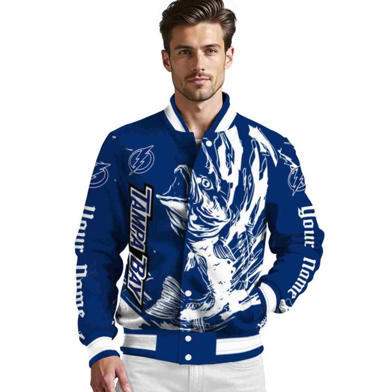 custom tampa bay lightning fishing passion blue white jacket high quality