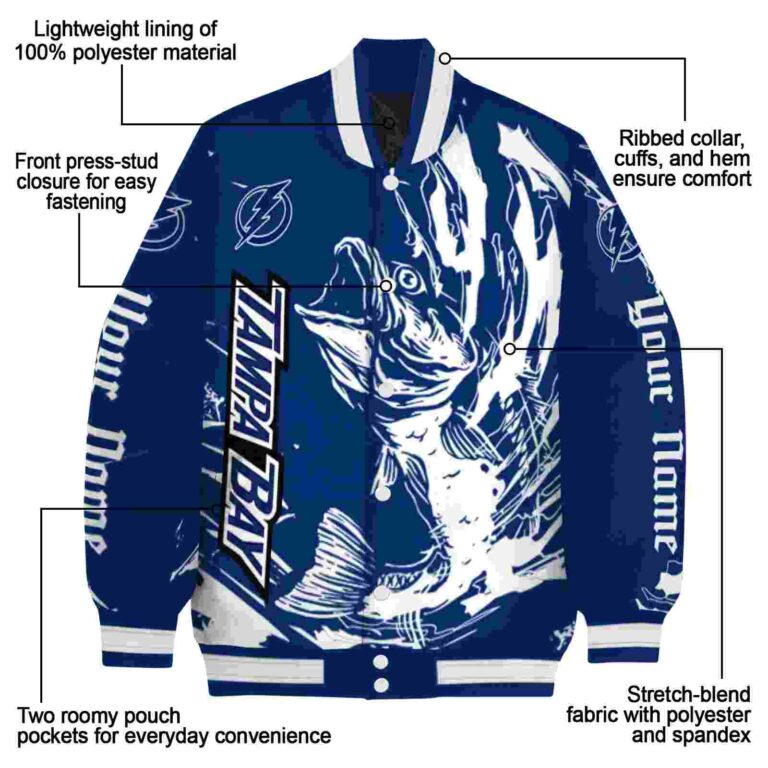 custom tampa bay lightning fishing passion blue white jacket new arrival