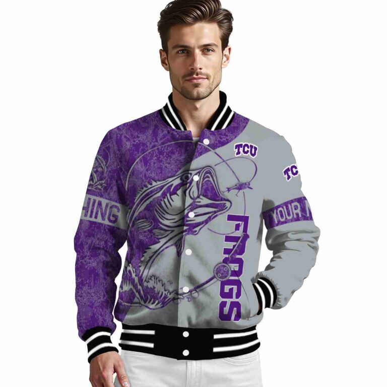 custom tcu horned frogs fishing rod grey jacket high quality