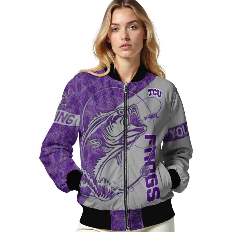 custom tcu horned frogs fishing rod grey jacket latest model