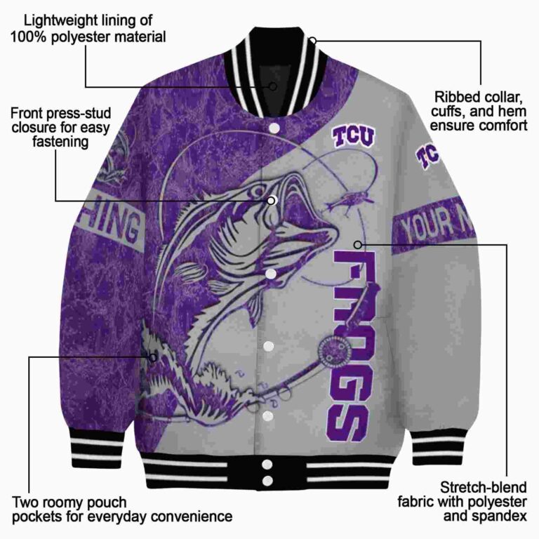 custom tcu horned frogs fishing rod grey jacket new arrival