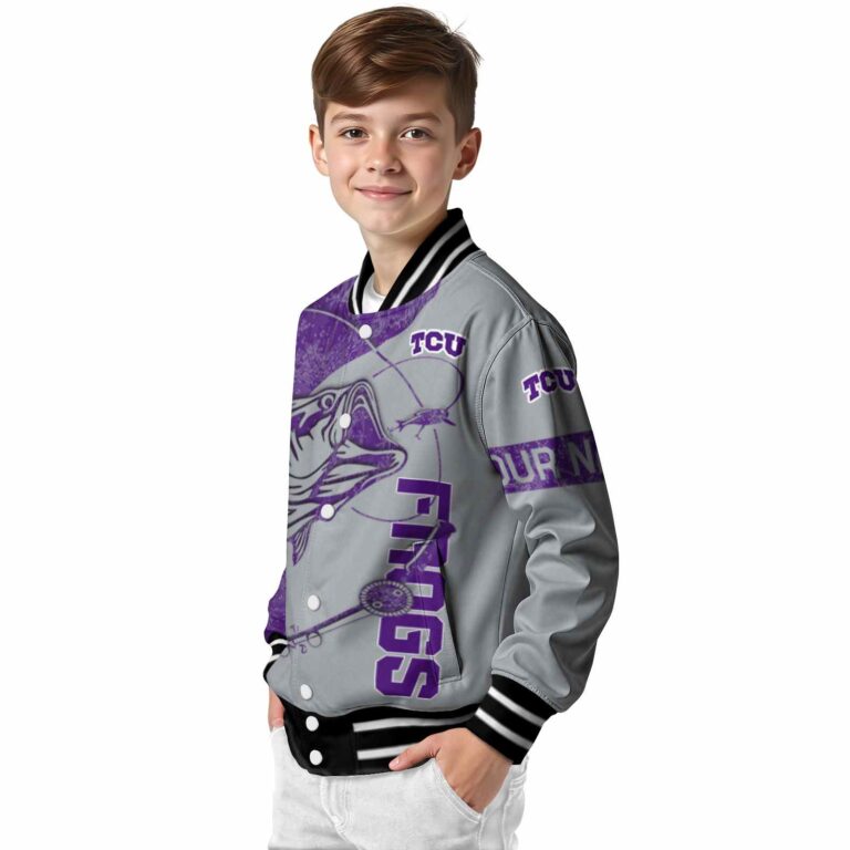 custom tcu horned frogs fishing rod grey jacket trendy