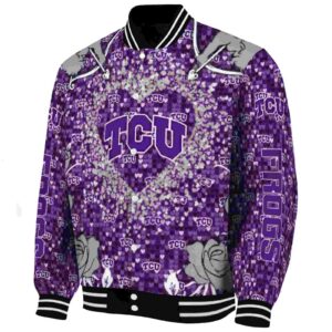 custom tcu horned frogs heart explosion purple jacket best selling